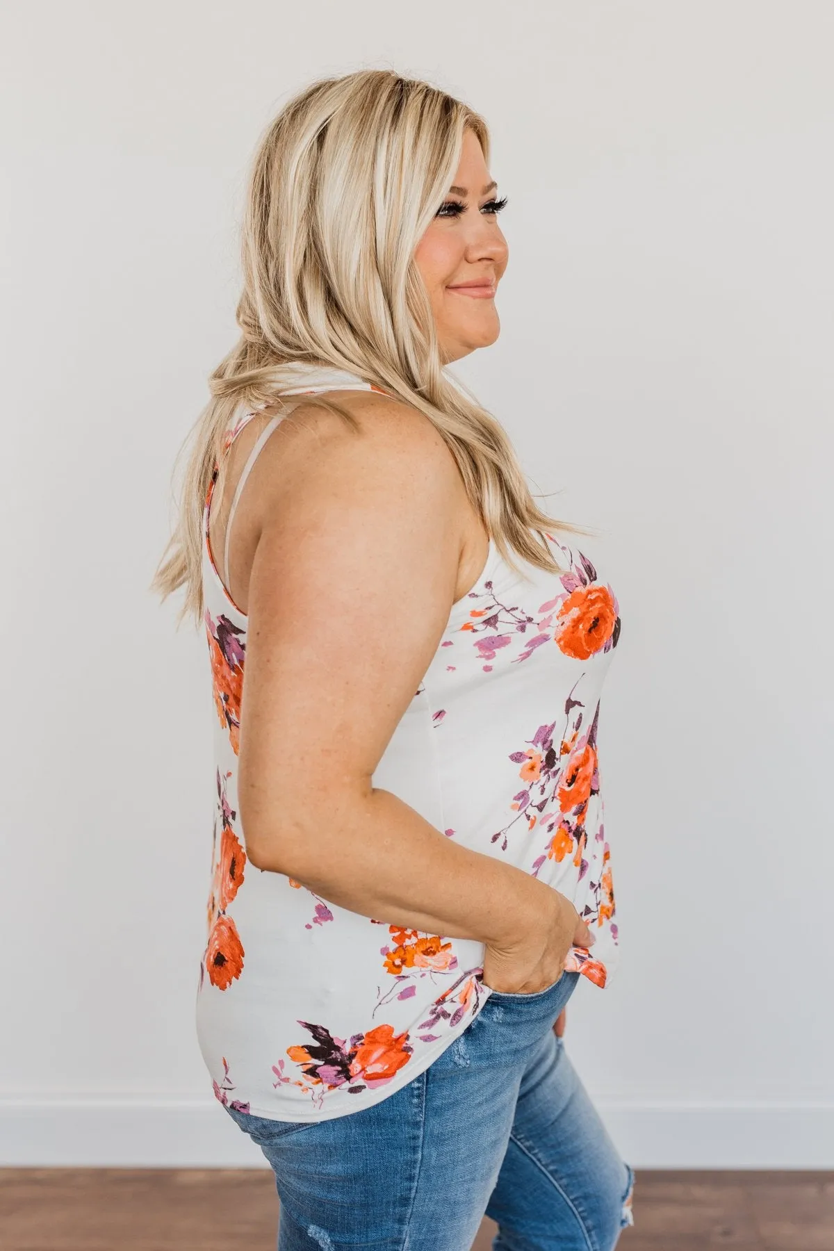 Shine Through The Clouds Criss-Cross Tank Top- Ivory