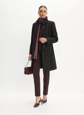 Stand Collar Wool-Blend Coat