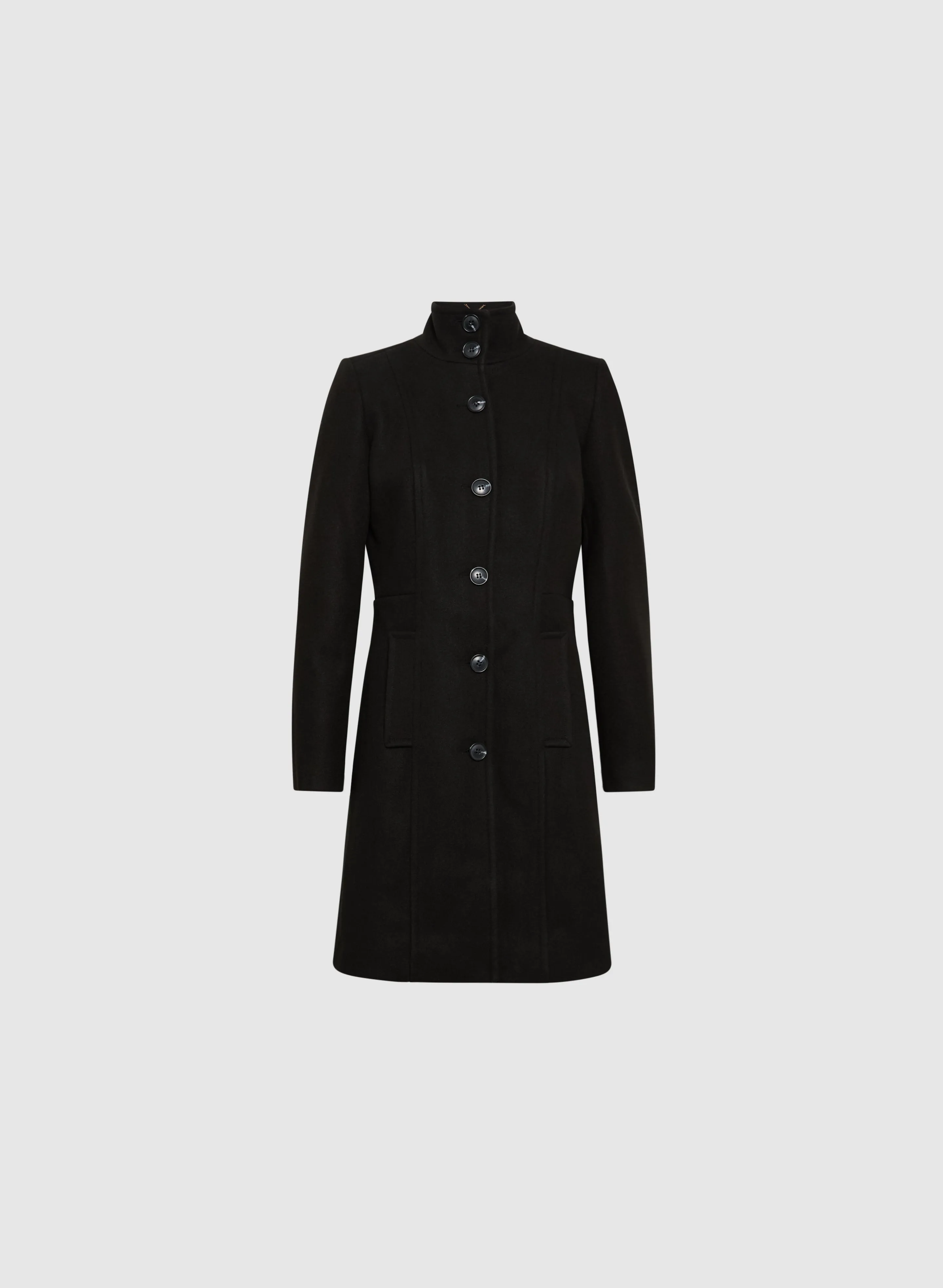 Stand Collar Wool-Blend Coat