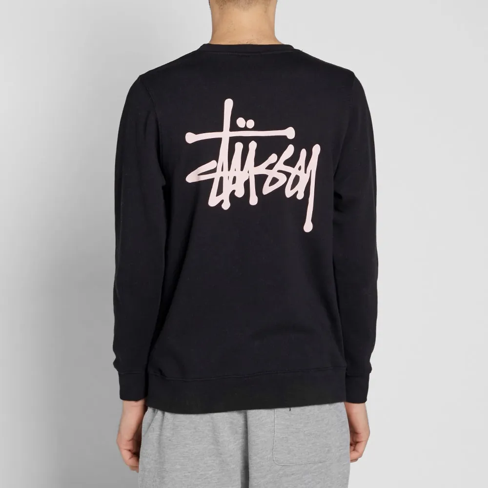 Stussy Basic Crew SweatBlack & Light Pink