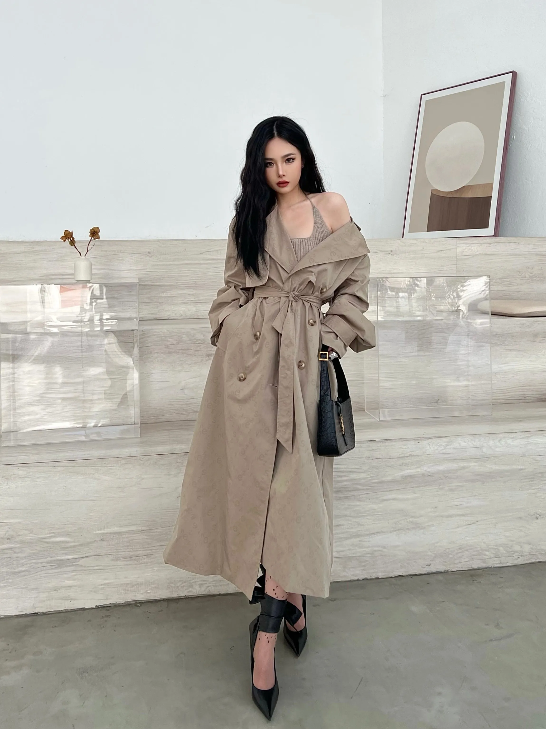 SYNEZ Khaki Long Coat