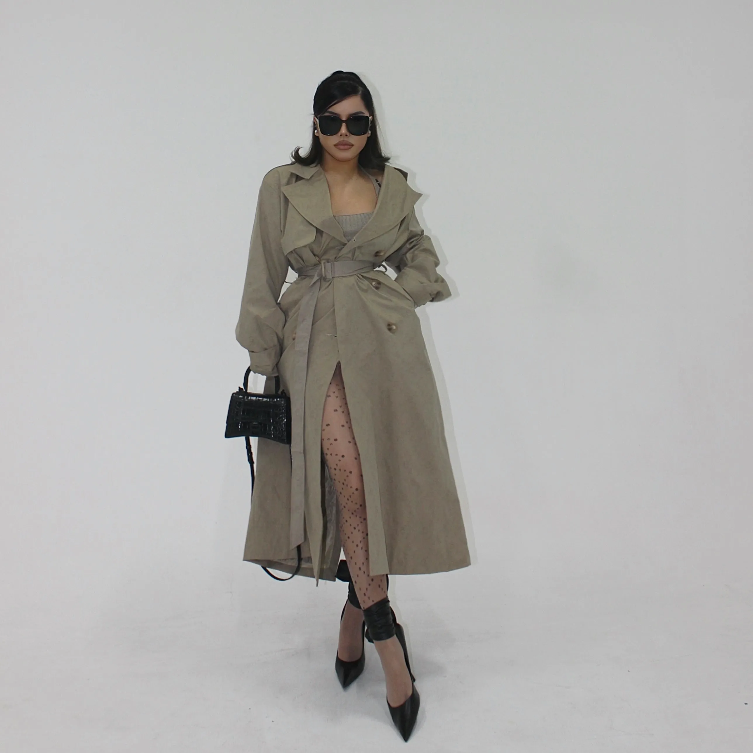 SYNEZ Khaki Long Coat