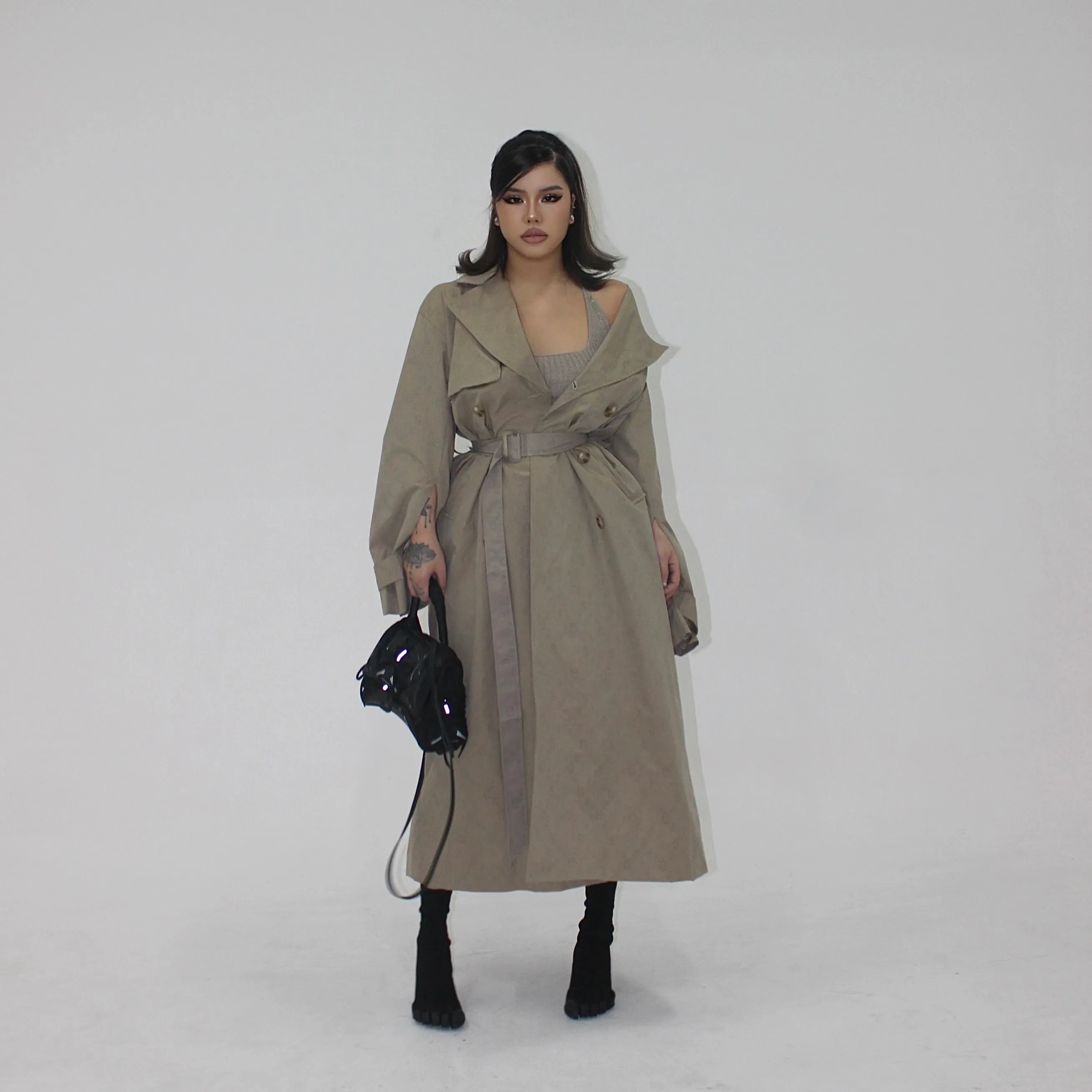 SYNEZ Khaki Long Coat