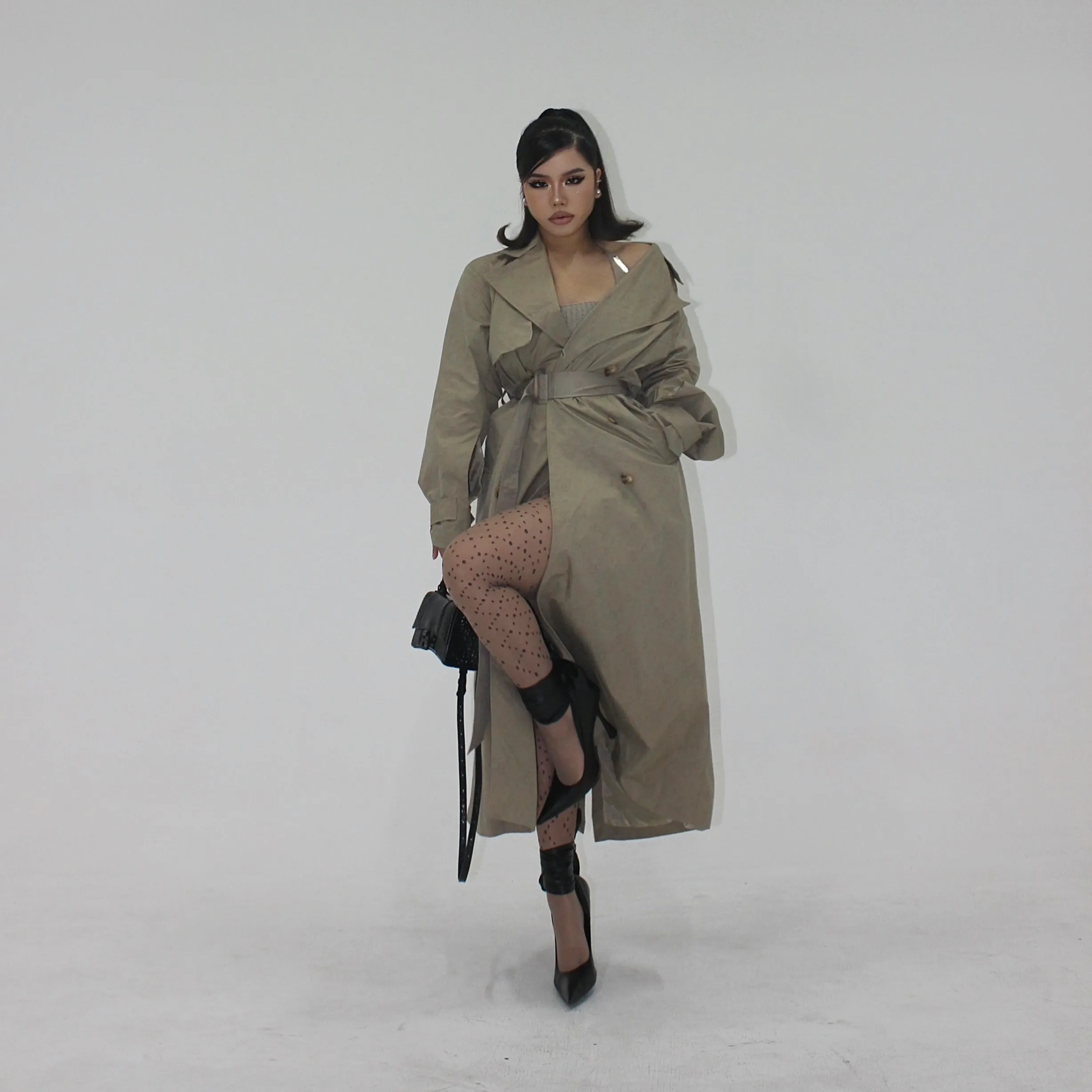 SYNEZ Khaki Long Coat