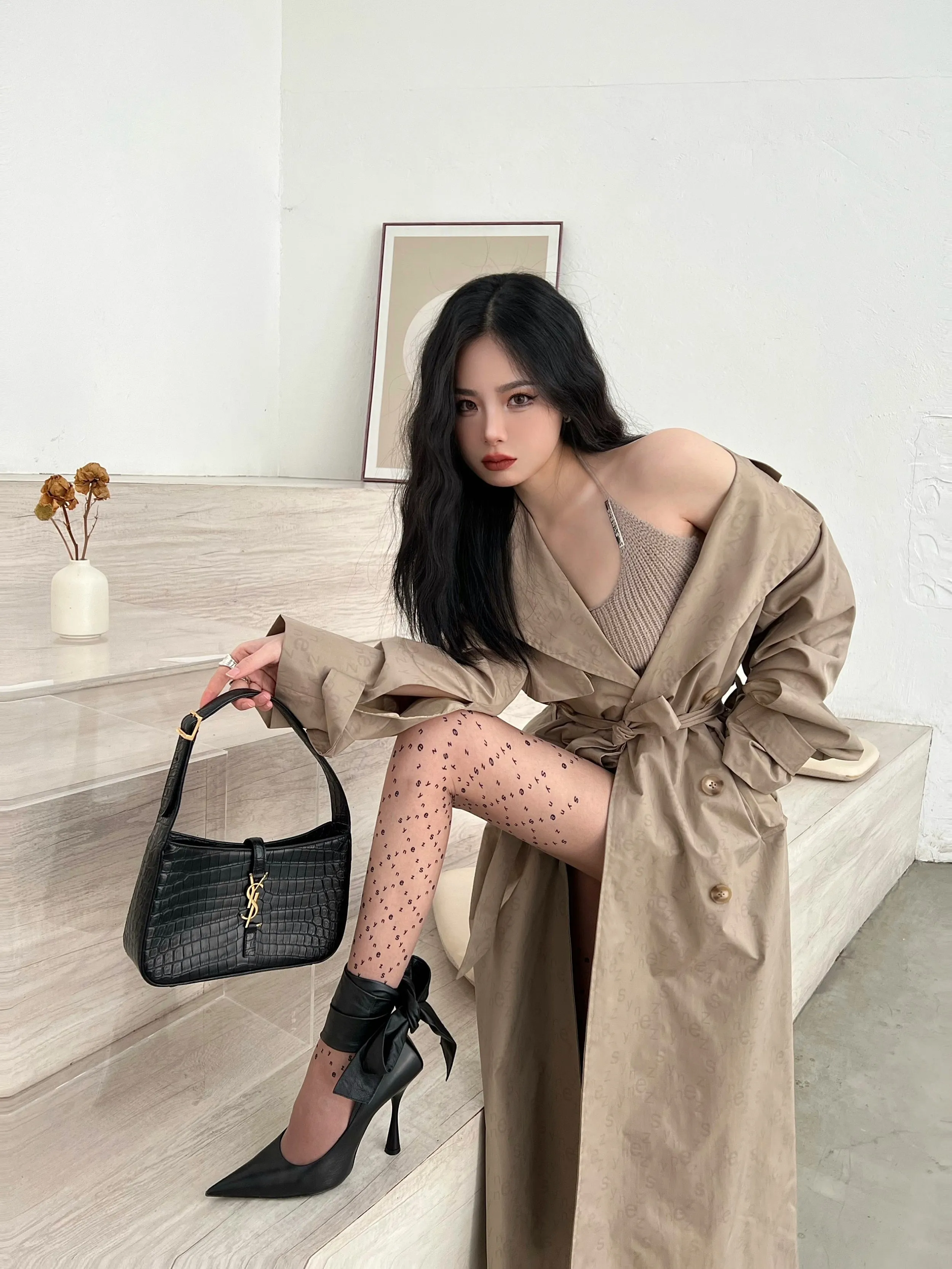 SYNEZ Khaki Long Coat