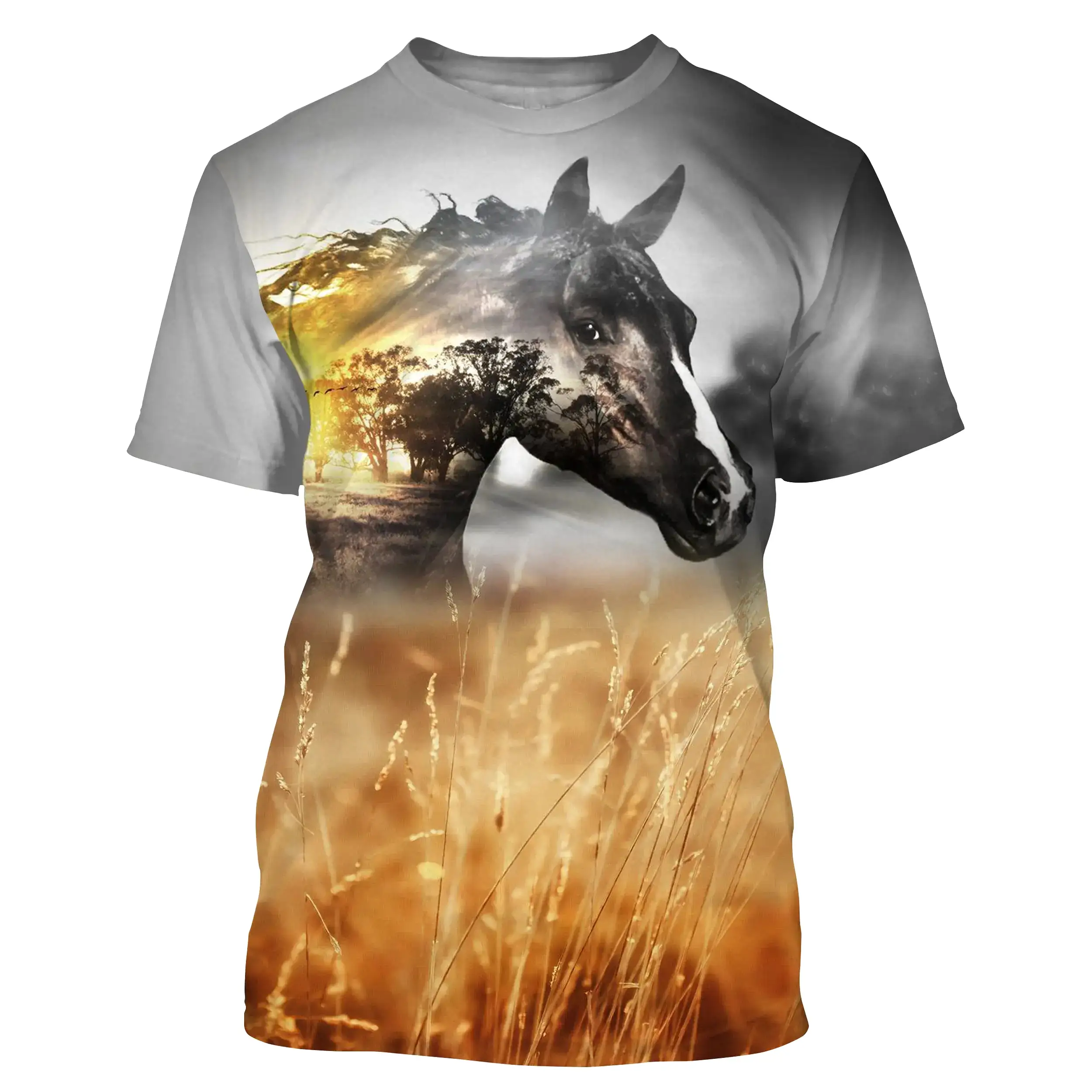 T-shirt quitation, Cadeau Original Fan Des Chevaux, Cheval Dans Les Champs De Blé - CT24082223