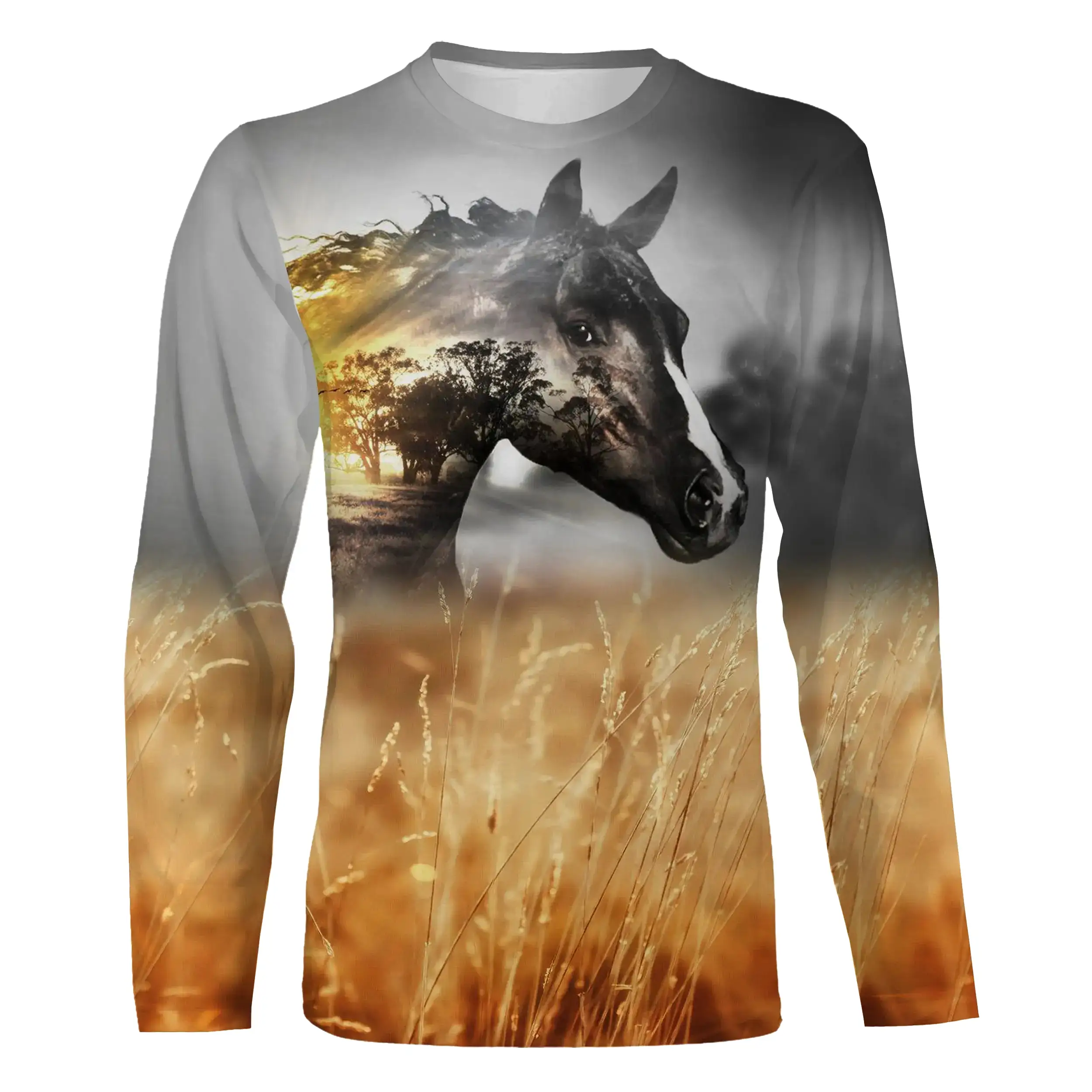 T-shirt quitation, Cadeau Original Fan Des Chevaux, Cheval Dans Les Champs De Blé - CT24082223