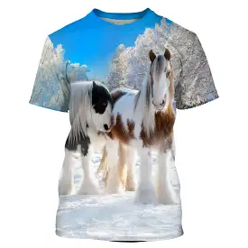 T-shirt quitation Homme Femme, Cadeau Original Fan des chevaux, Chaval Dans La Neige - CT24082222