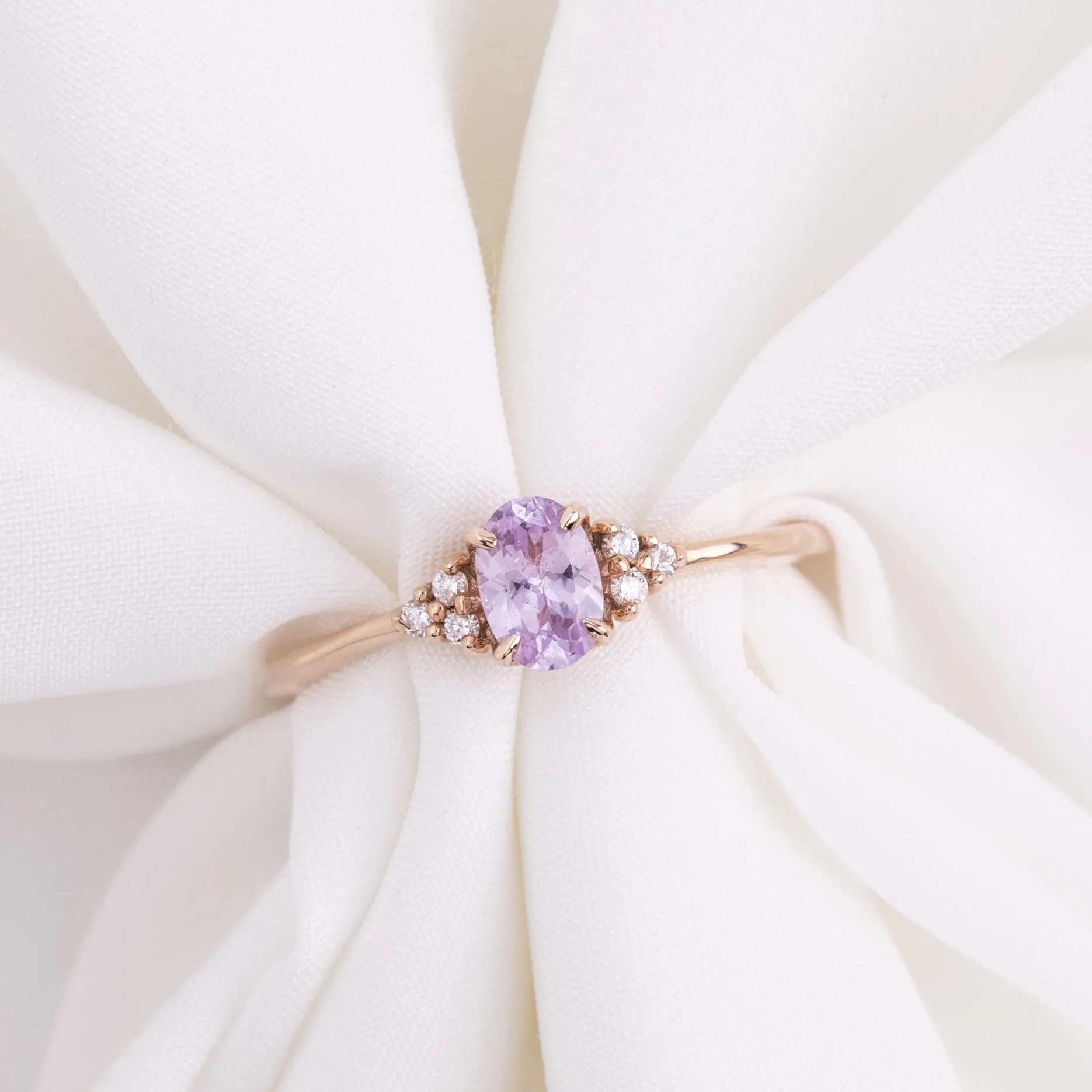 Teresa Ring - 0.56ct Light Pink Montana Sapphire, 14k Rose Gold (One of a kind)