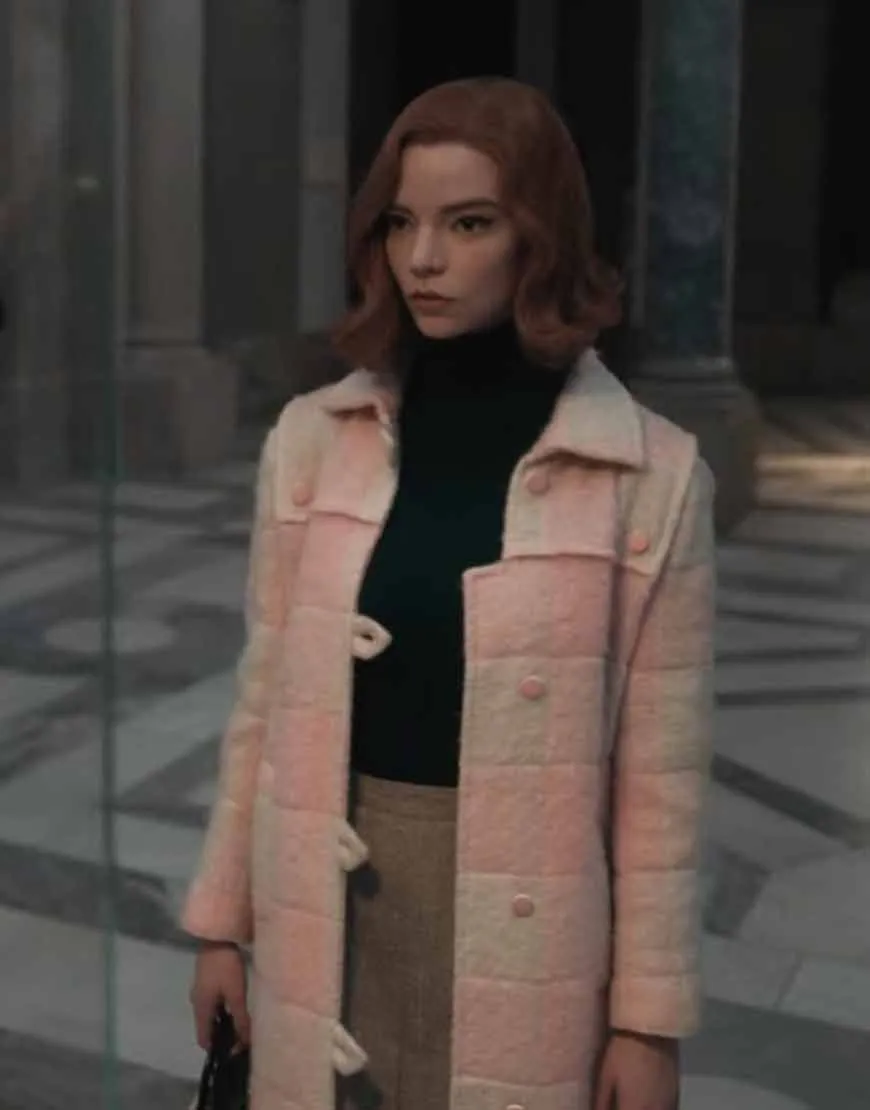 The Queen’s Gambit Anya Taylor-Joy Pink Coat | Ujackets.com