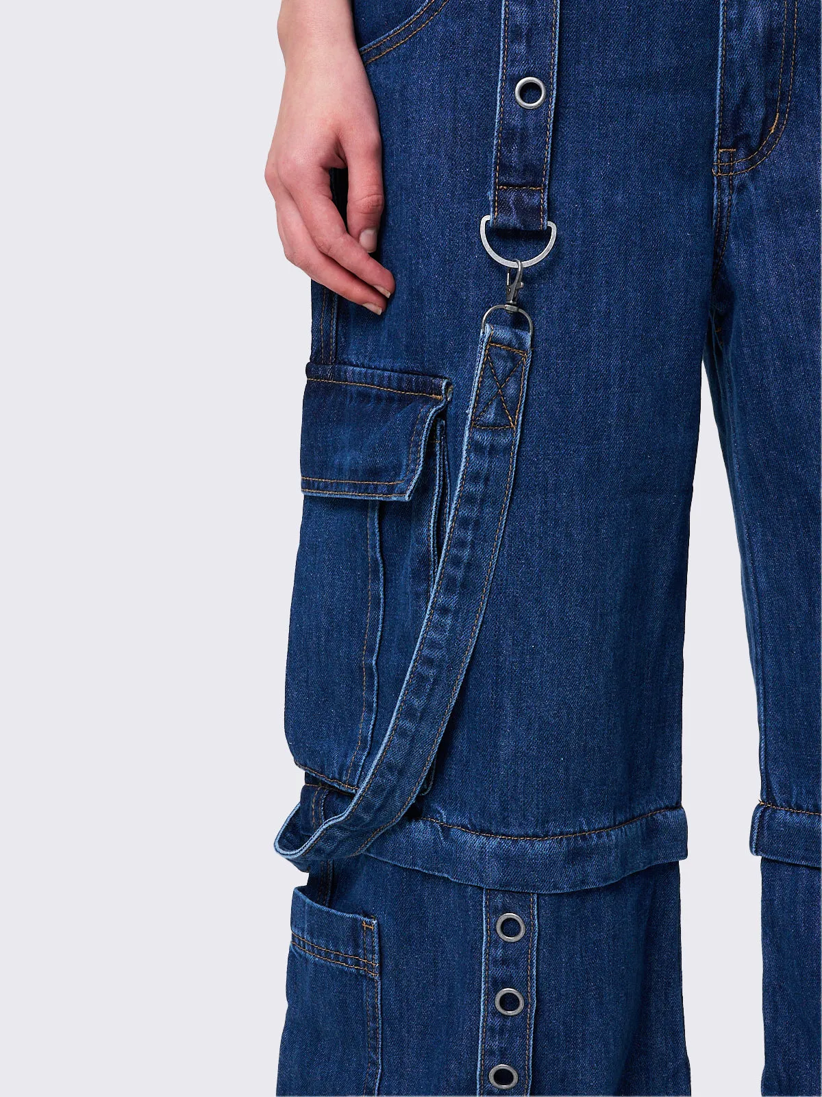 Trek Blue Wide Leg Cargo Jeans