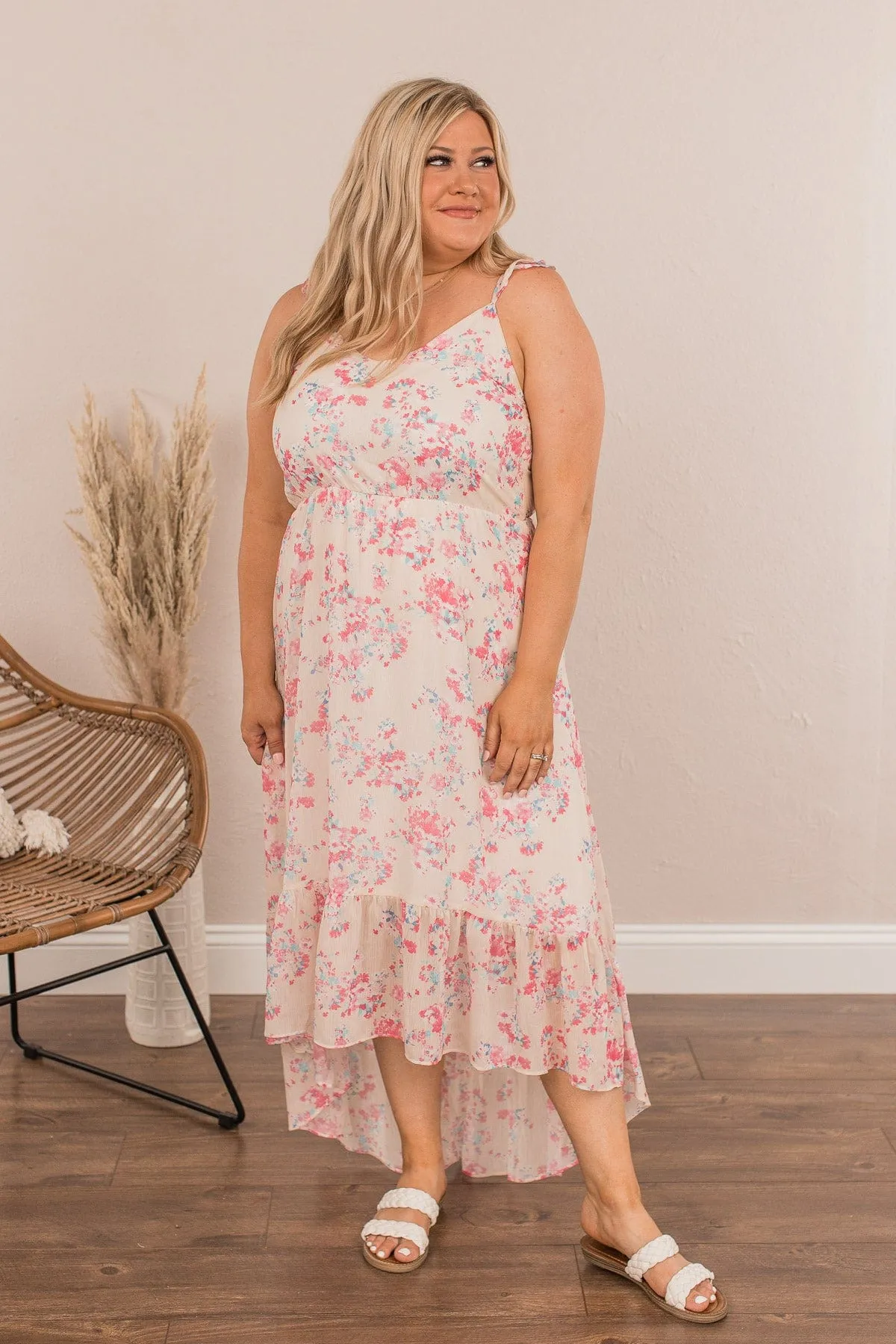 Under The Blossoms High-Low Dress- Cream