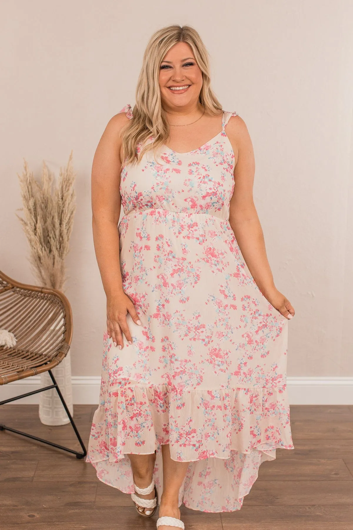 Under The Blossoms High-Low Dress- Cream