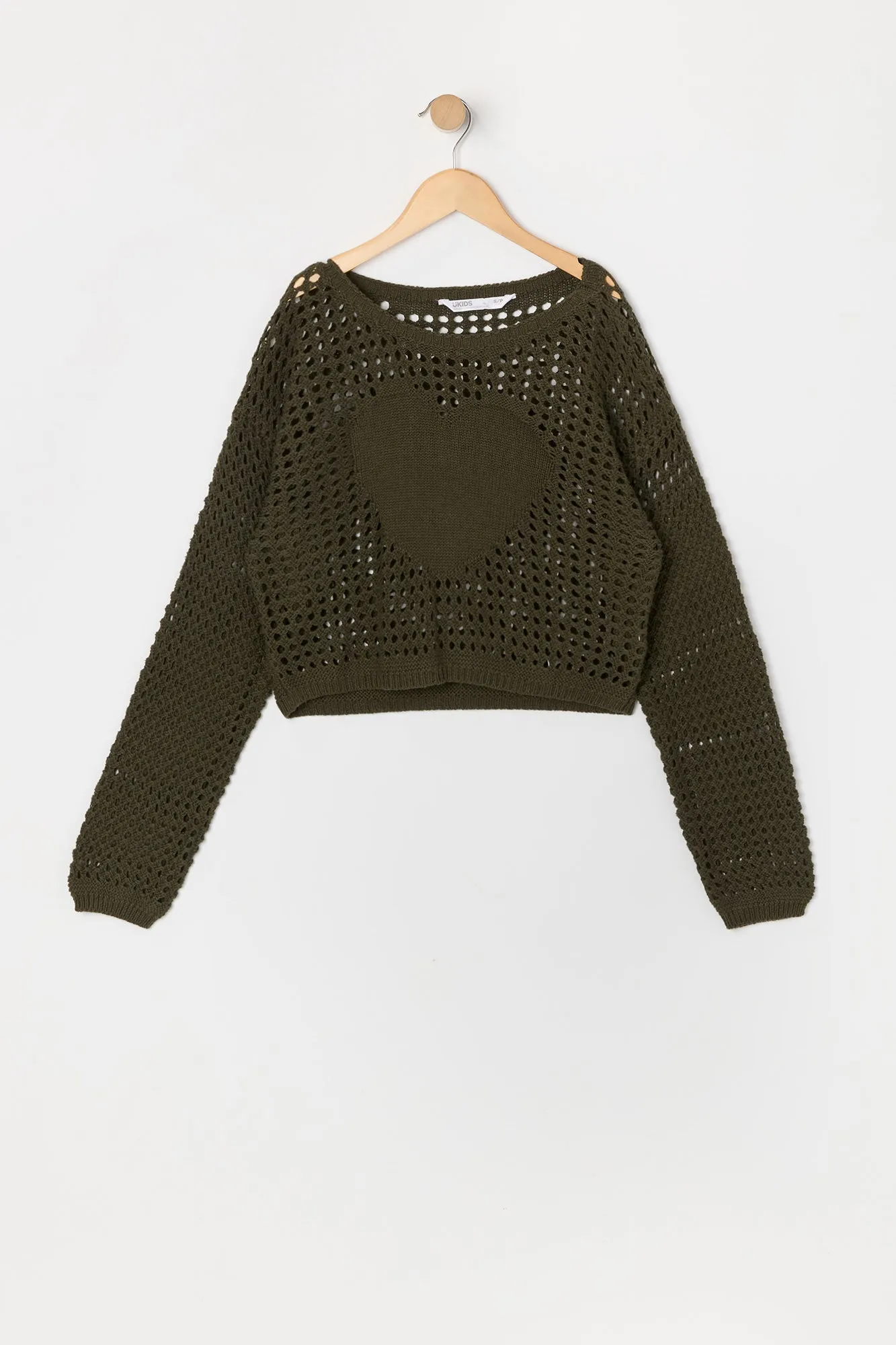 Urban Kids Girls Heart Open Knit Sweater