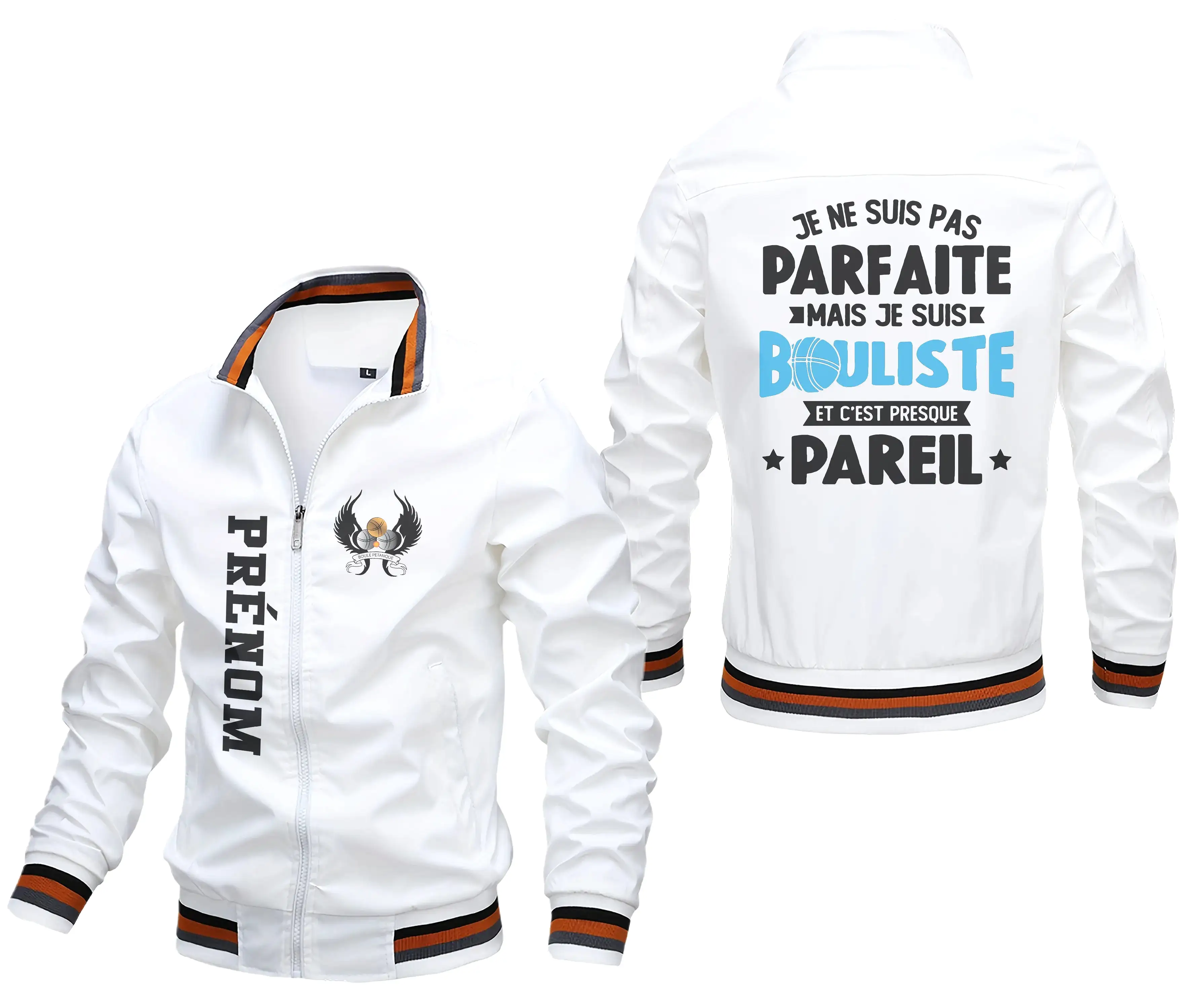 Veste De Pétanque Avec Prénom Et Logo Personnalisés, Je Ne Suis Pas Parfait Mais Je Suis Bouliste - CT06092344