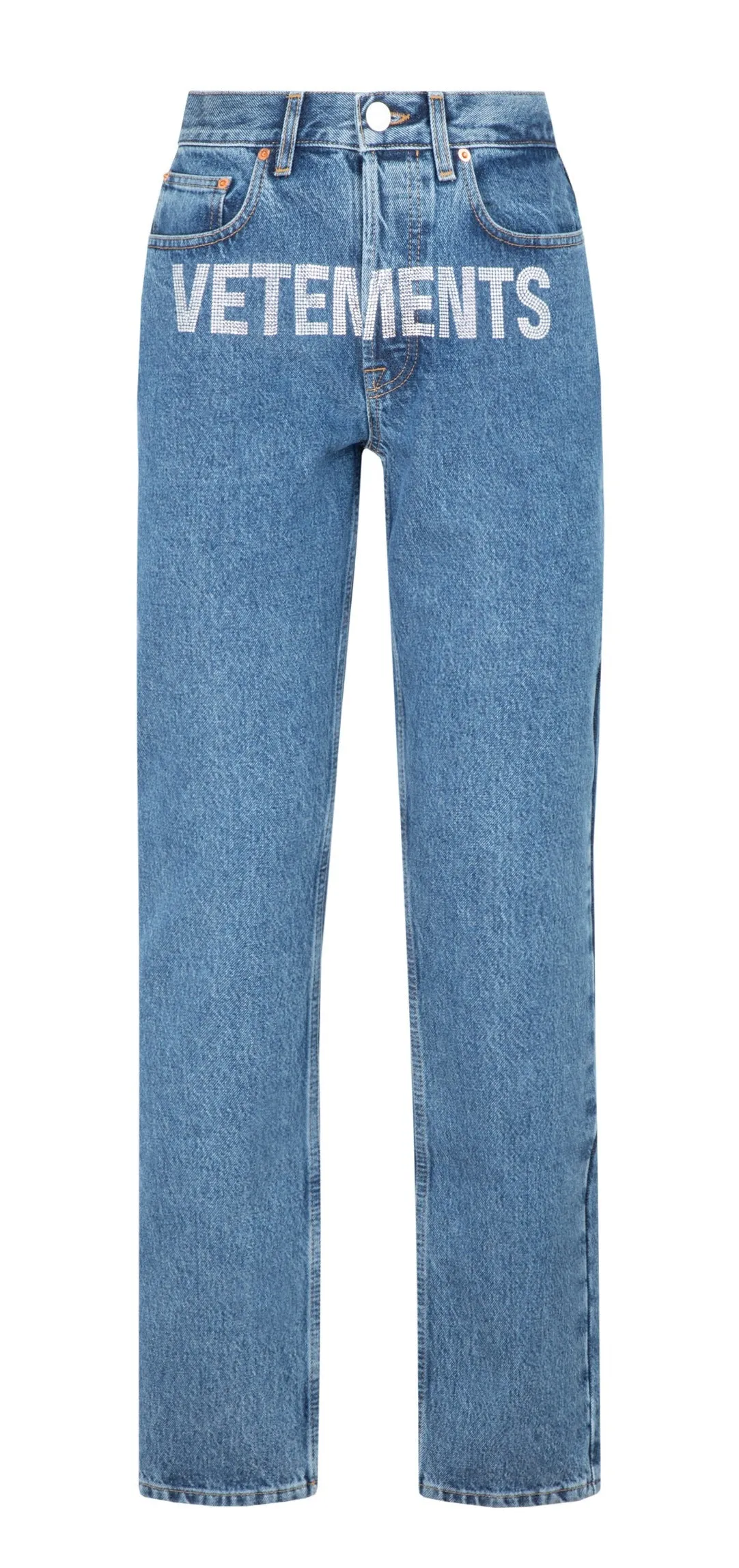 Vetements Logo Embellished Straight Leg Jeans