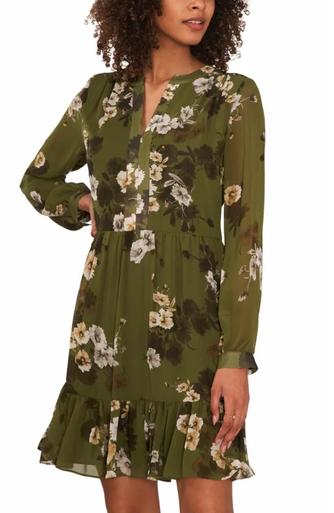 Vince Camuto Apparel LONG SLEEVE WITH V NECKLINE DRESS 381/LT OLIVE