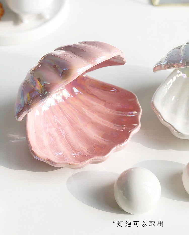 White / pink china shell night light