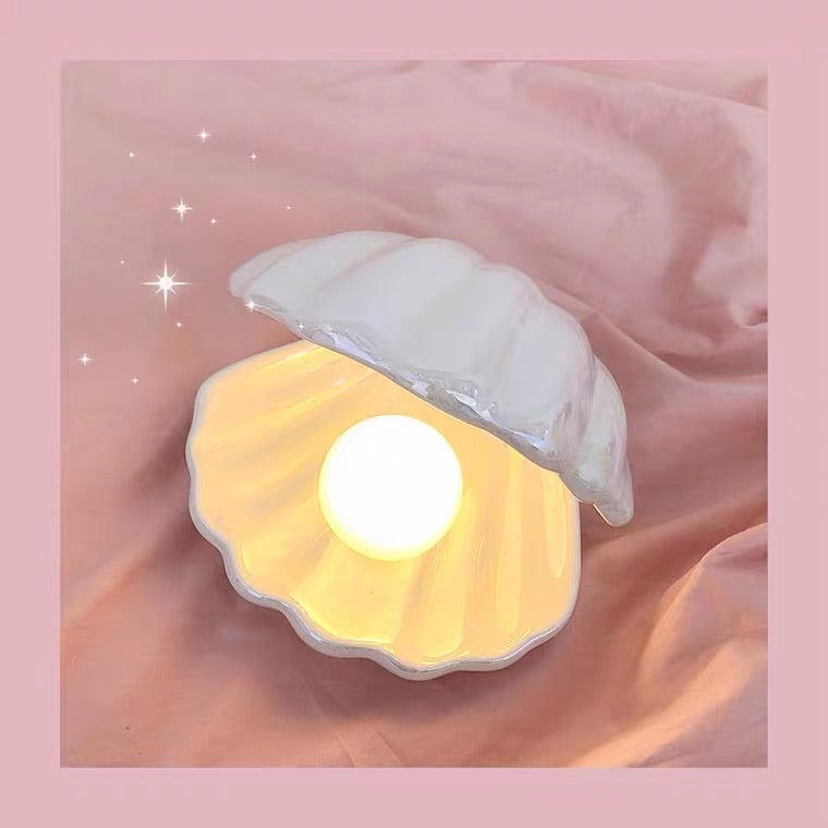 White / pink china shell night light