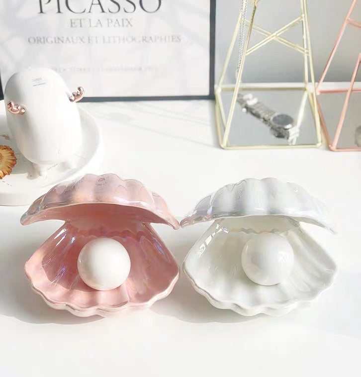 White / pink china shell night light