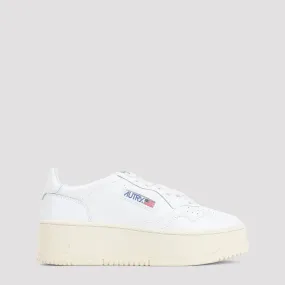 White Leather Medalist Platform Sneakers